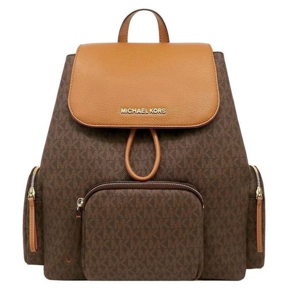 NWT Michael Kors Abbey Cargo Backpack Brown/Acorn - Picture 2 of 11